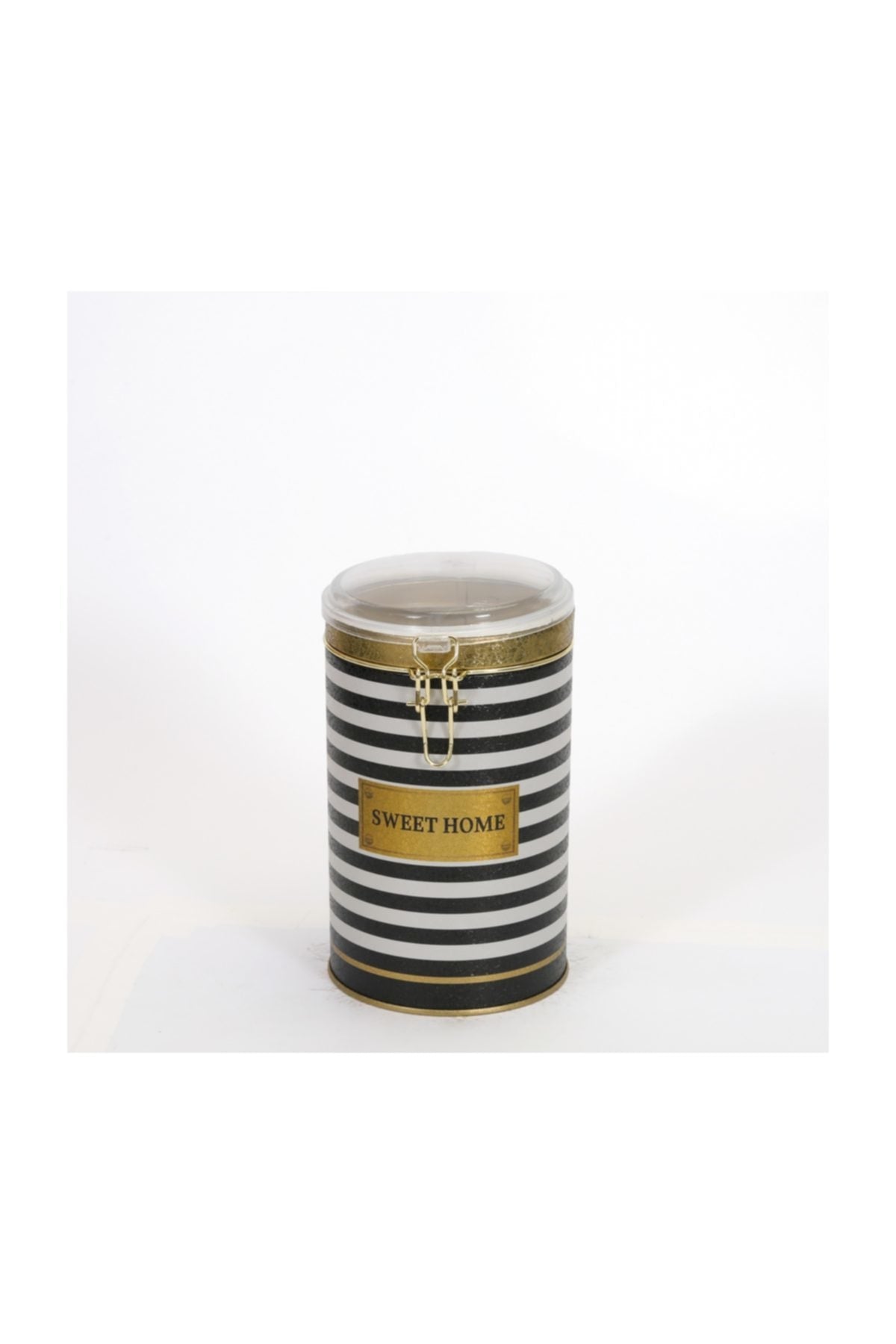 Evle Yuvarlak Kutu, Ø105x170 mm, Şeffaf Kilitli Kapak, 1,3 lt, Checkers Black_Swt Home