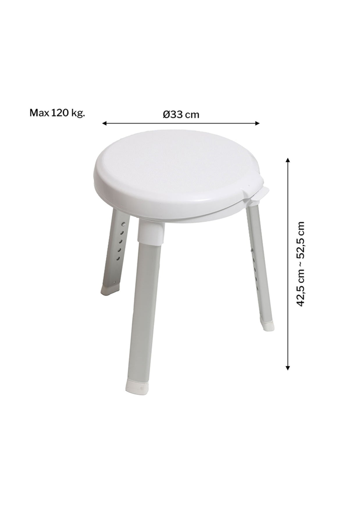 Primanova M-KV27-01 Cappadocıa Daire Tabure Üst Tablalı Ve Ayarlı Beyaz