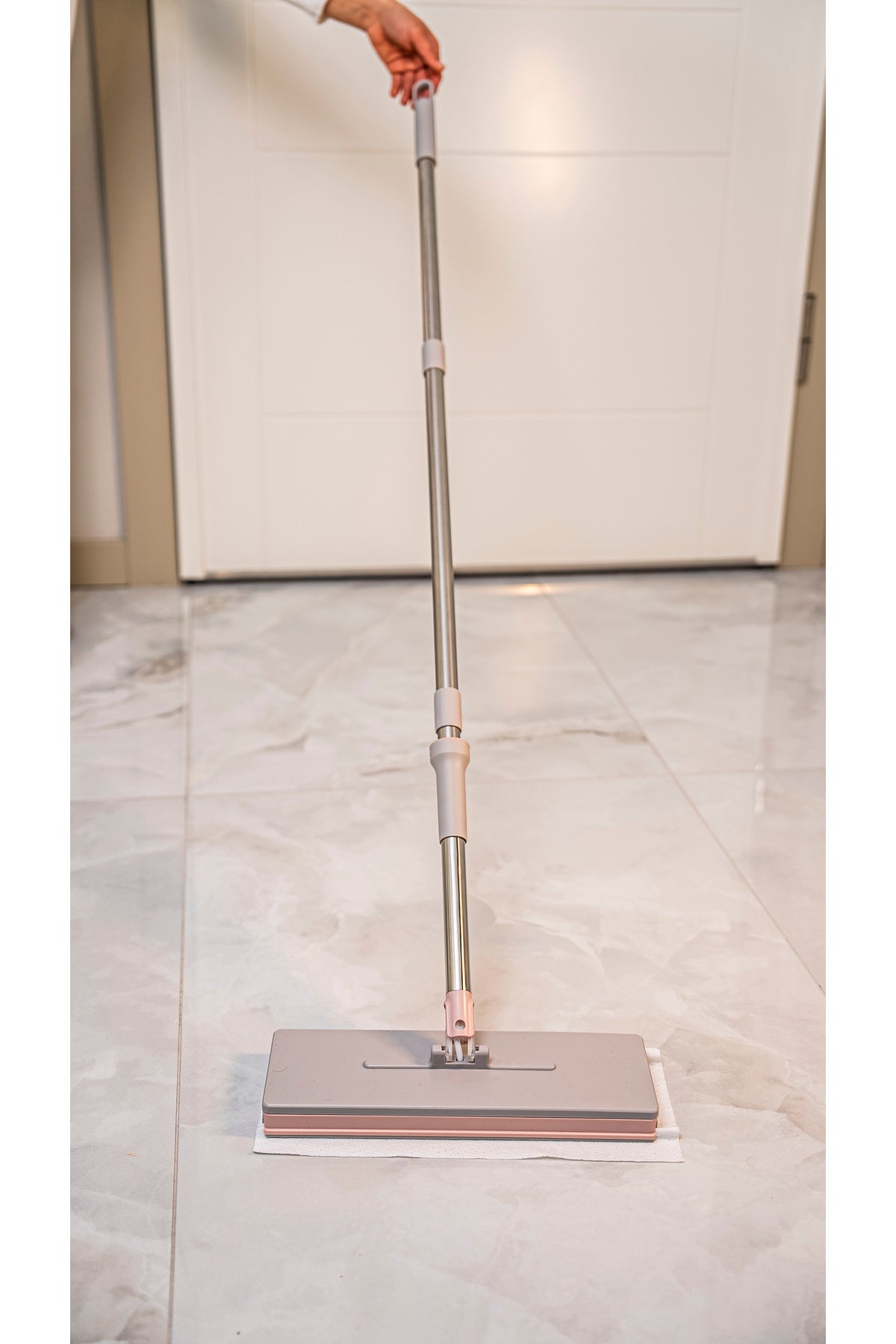 Evle Click Mop, Akıllı Mop Paleti – Paslanmaz Çelik Saplı, Katlanabilir Mikrofiber Temizlik Aparatı