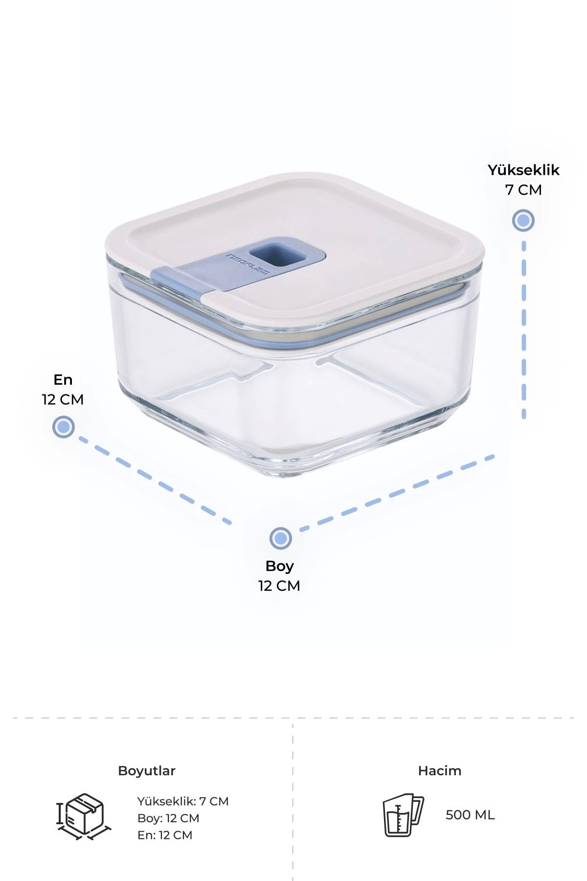 Neoflam D-NEOPSK050 Neoflam Perfect Seal Kare Cam Saklama Kabı 500Ml