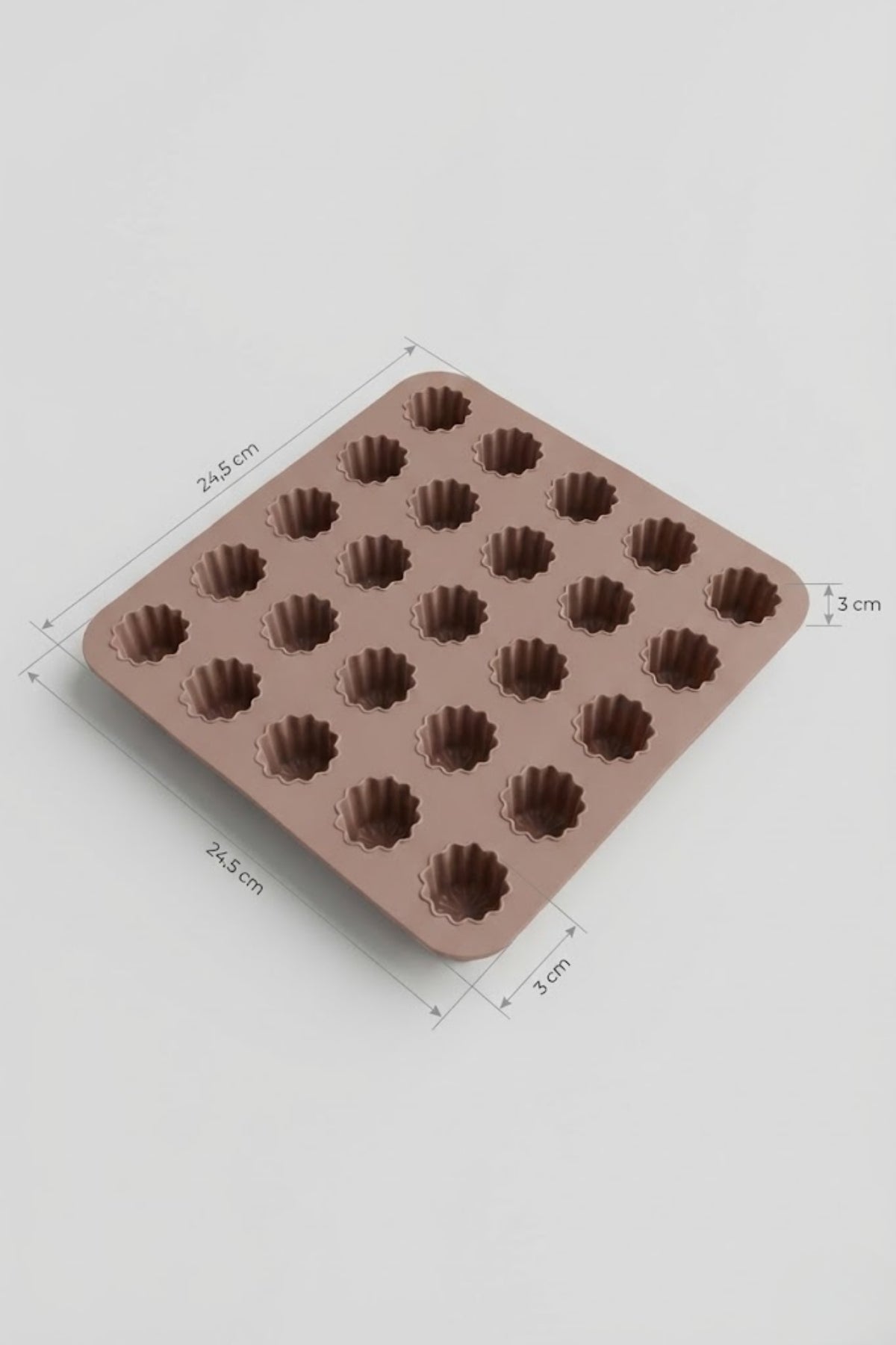 Evle 25 Gözlü Silikon Çiçek Kek Kalıbı – Mini Çiçek Desenli, Yapışmaz Fırın Kalıbı (24,5 x 24,5 cm)