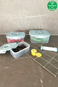 Primanova M-SKS01-16-02 Seoul Taze Ürün Saklama Kabı 4Lü Set(0,6Lt+1,3Lt+2,5Lt+Pompa)