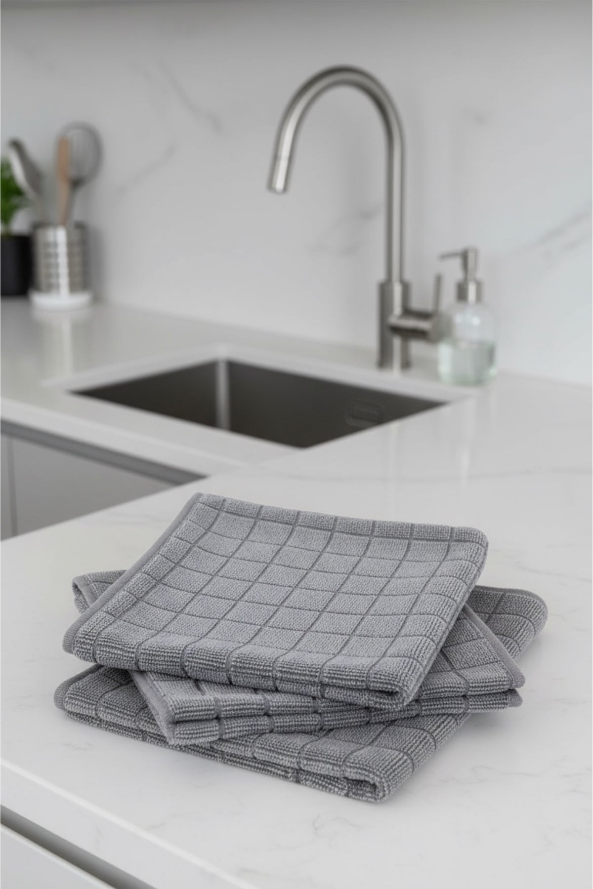 Evle Kareli Temizlik Bezi 3'lü Paket 40x40 320 gsm, Renkli Kartela