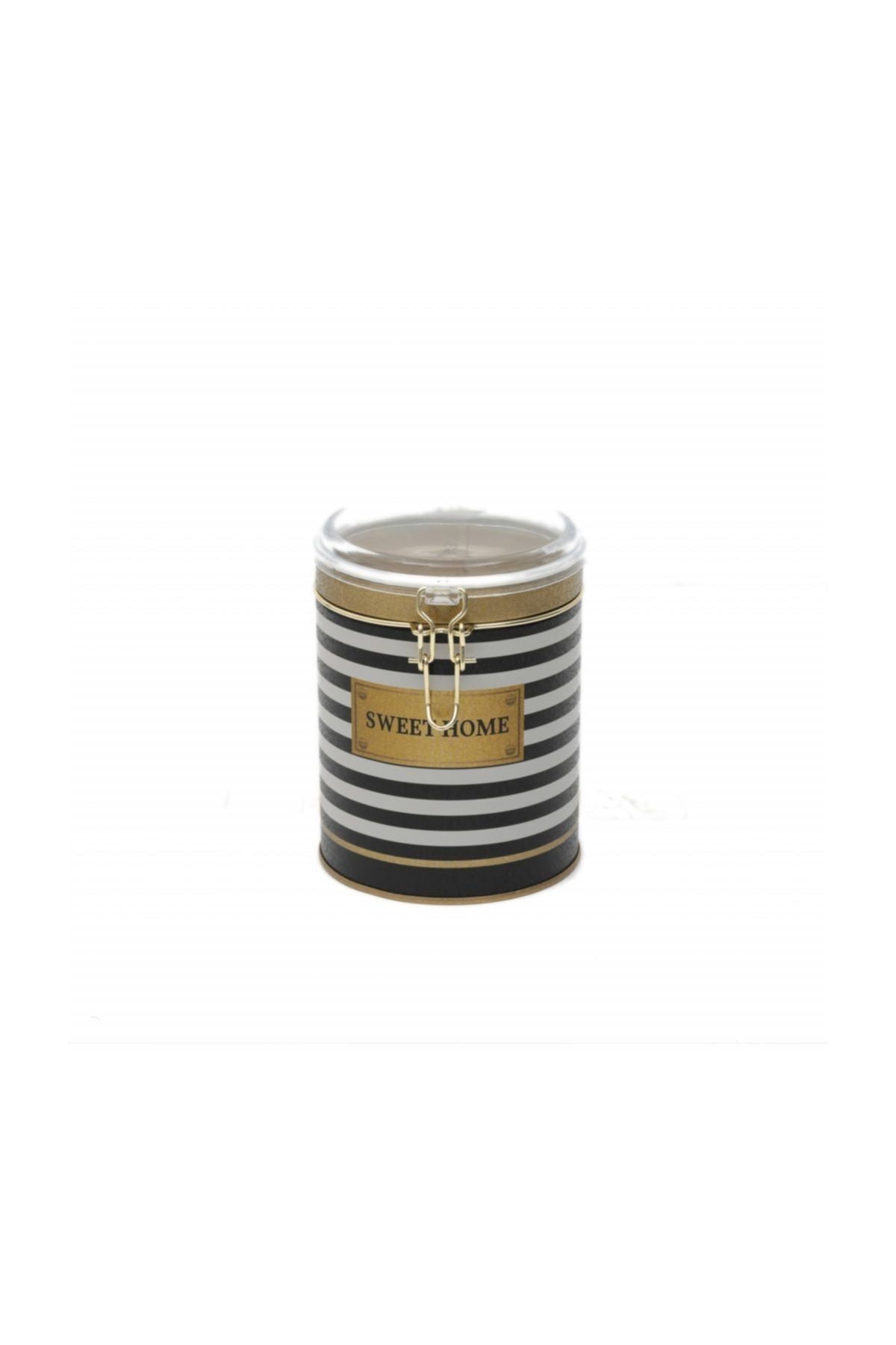 Evle Yuvarlak Kutu, Ø105x130 mm, Şeffaf Kilitli Kapak, 1 lt, Checkers Black_Swt Home