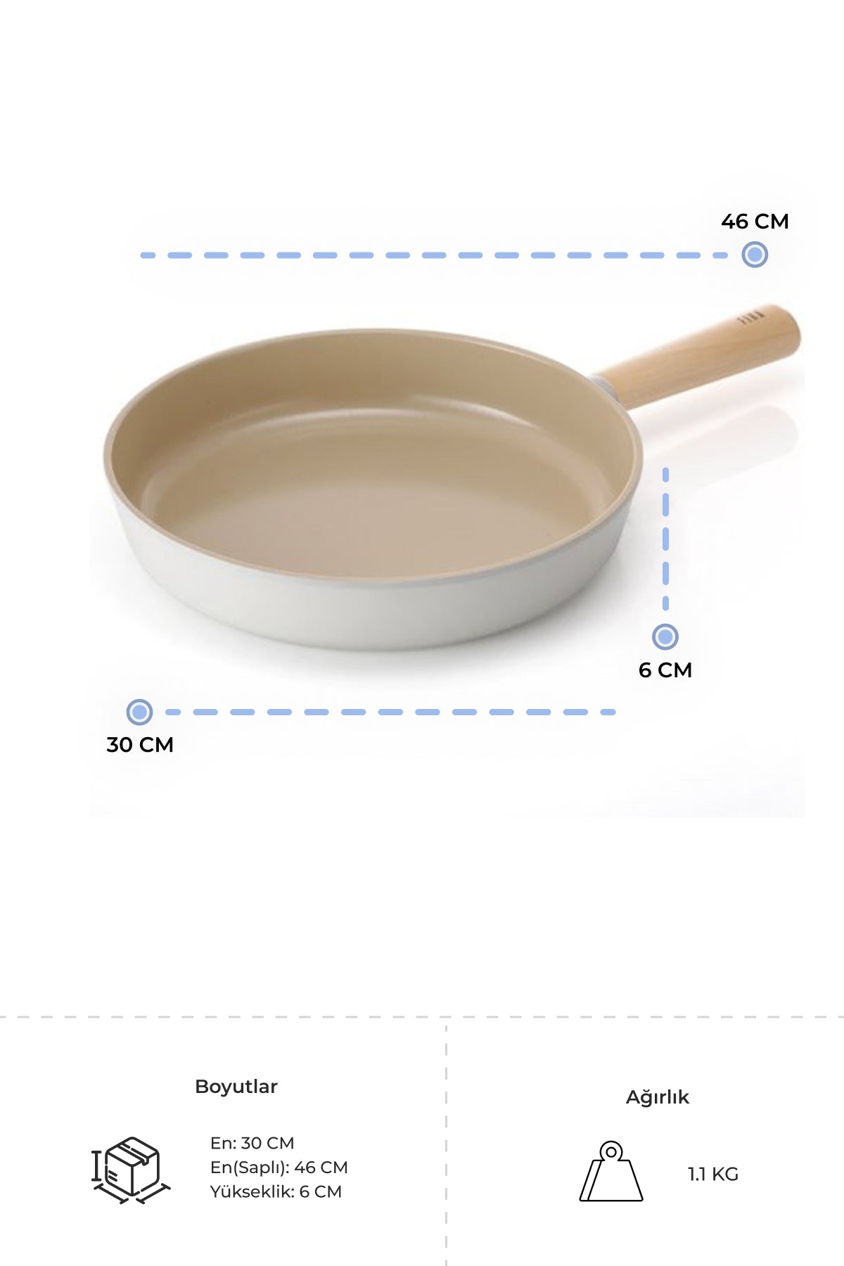 Neoflam D-NEOF130 Fika Alüminyum Döküm Tava 30Cm Bej