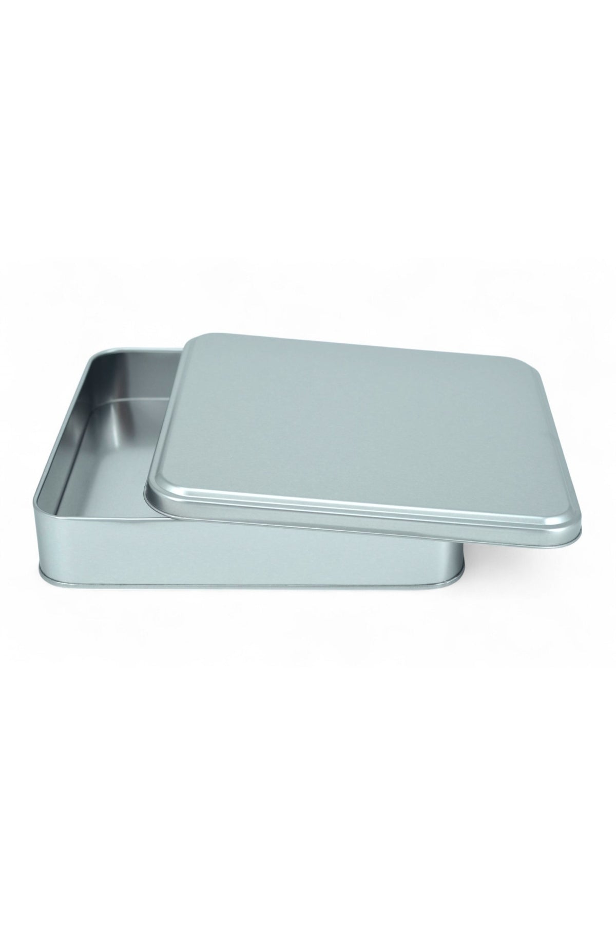 Kontensan 215x215x47 mm Metal Kapaklı Baskısız Metal Kutu, Mat Beyaz, 36 Adet