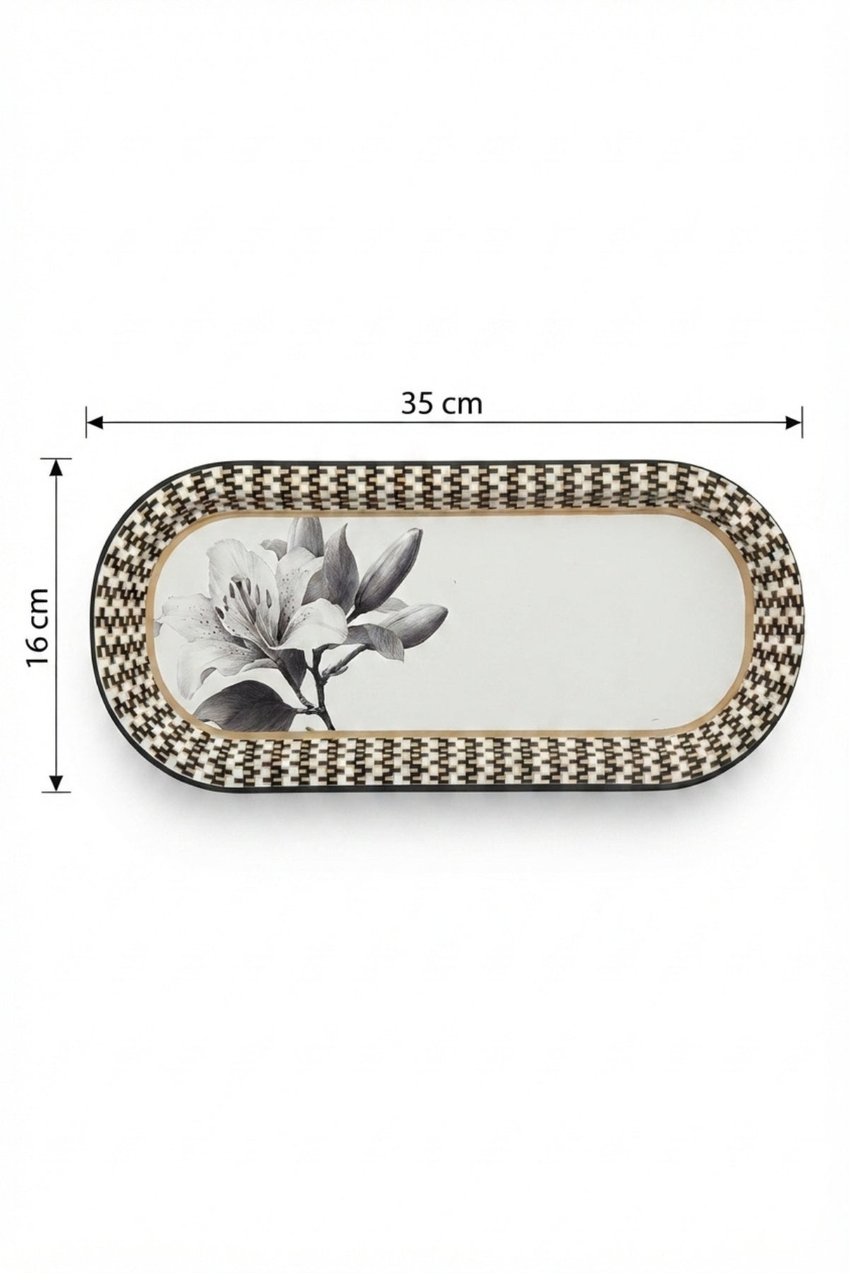 Evle Ee168-1e Mosaic Love Desenli Oval Tepsi 16x35 Cm