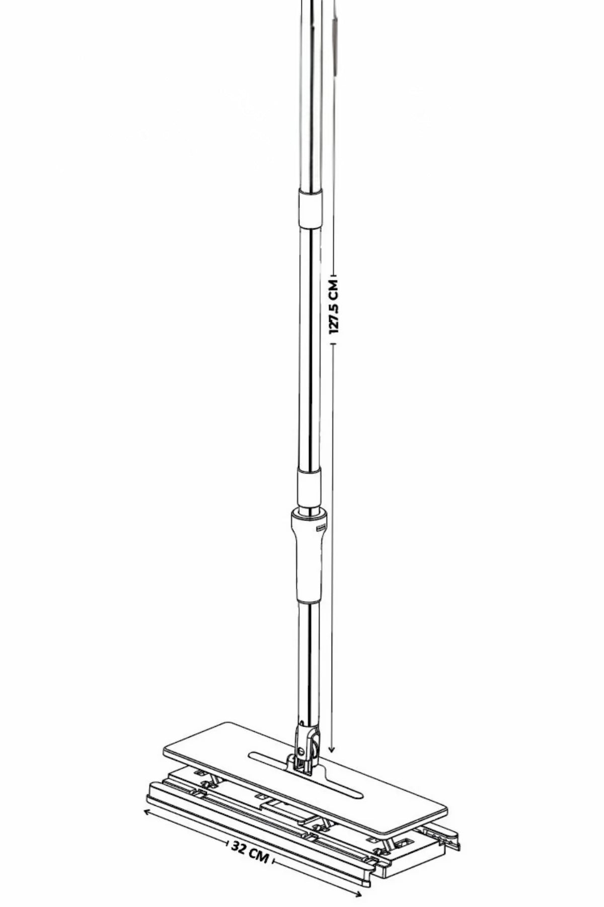 Evle Click Mop, Akıllı Mop Paleti – Paslanmaz Çelik Saplı, Katlanabilir Mikrofiber Temizlik Aparatı