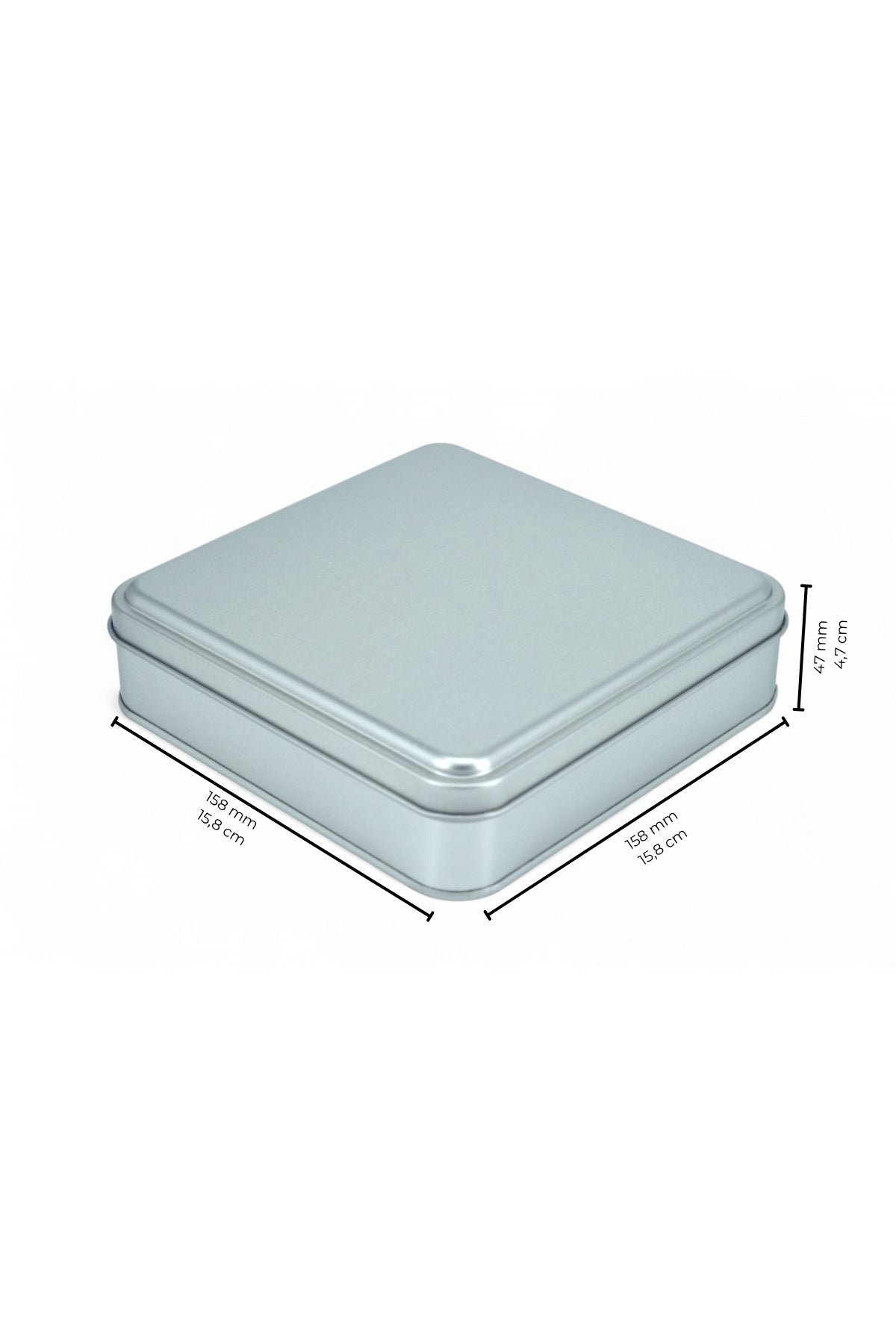 Kontensan 158x158x47 mm Metal Kapaklı Baskısız Metal Kutu, Mat Beyaz, 72 Adet