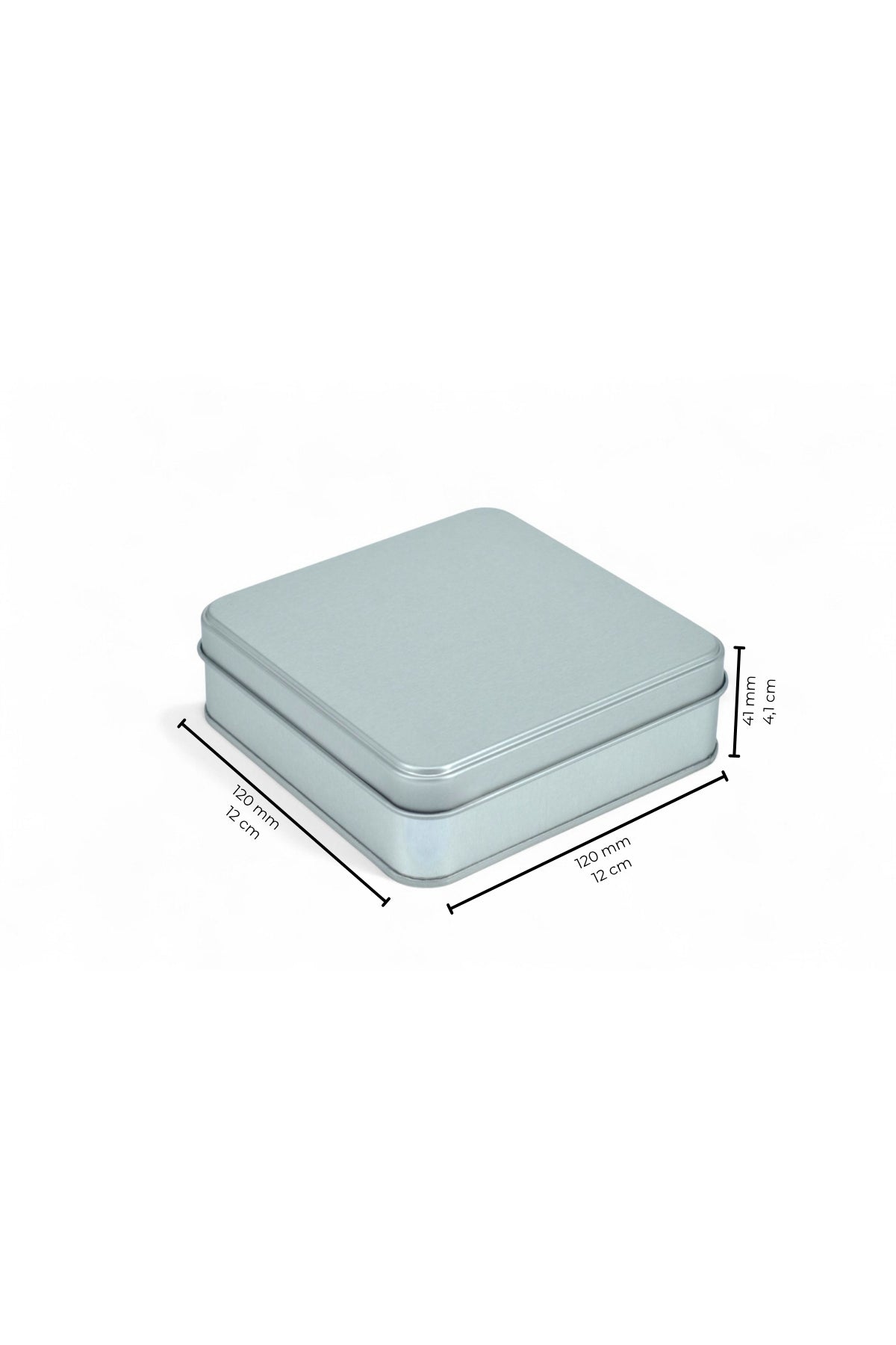 Kontensan 120x120x41 mm Metal Kapaklı Baskısız Metal Kutu, Mat Beyaz, 144 Adet