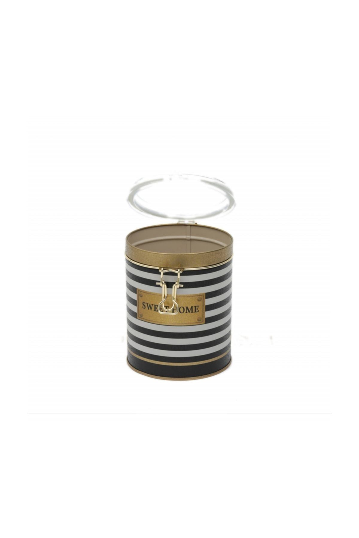 Evle Yuvarlak Kutu, Ø105x130 mm, Şeffaf Kilitli Kapak, 1 lt, Checkers Black_Swt Home