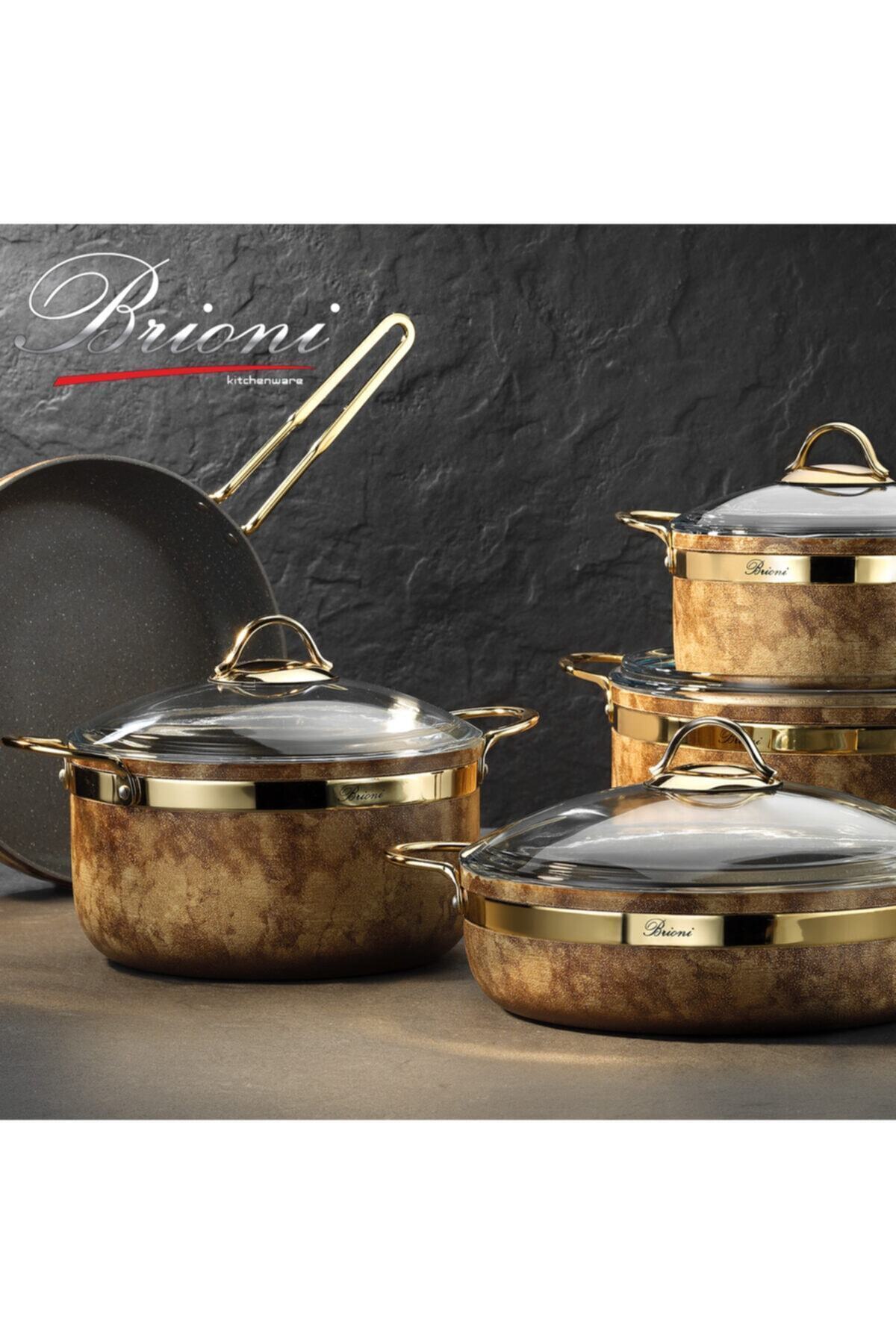 Brioni Royal Stone 9 Parça Tencere Seti Antrasit&Bakır