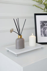 Evle Beyaz Mermer Dikdörtgen Sunum Tepsisi 30x15 cm