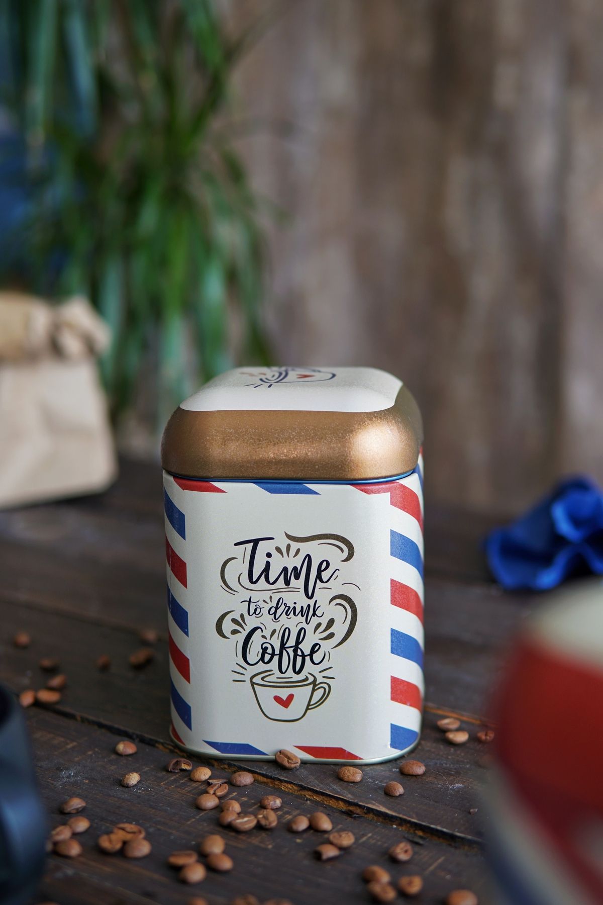 Kare Metal Saklama Kabı, 10.8 x 10.8 x 11.8 cm, 1.3 lt, Post Coffee