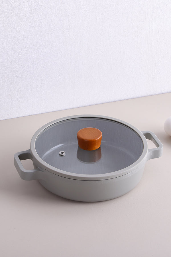 Neoflam D-NEOG122SH Fika Cam Kapaklı Alüminyum Sahan 22Cm Gri