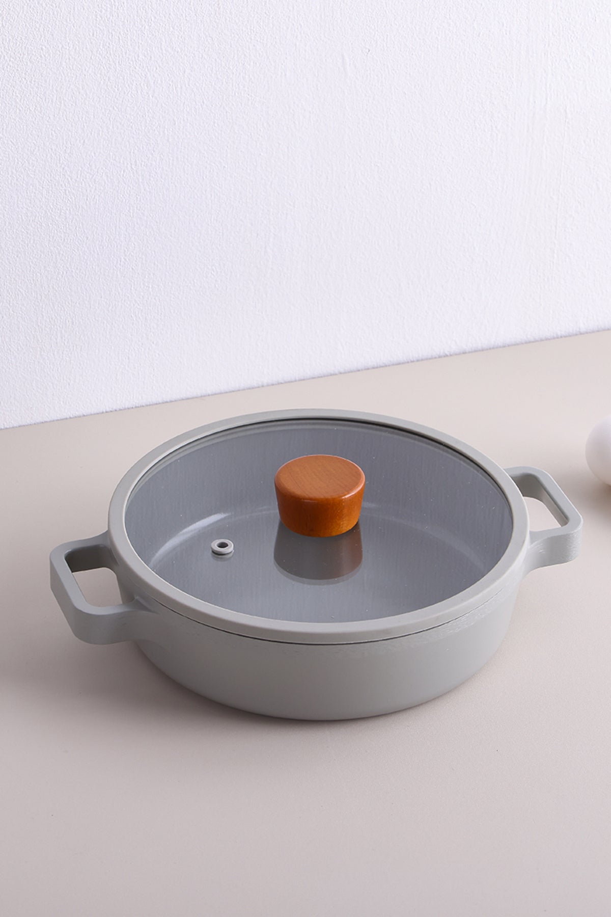 Neoflam D-NEOG122SH Fika Cam Kapaklı Alüminyum Sahan 22Cm Gri