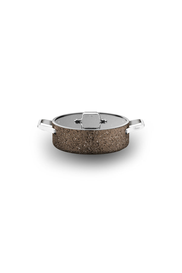 Brioni Stone-Age Terra 24 cm Çizilmez Yanmaz Yapışmaz İndüksiyonlu Basık Tencere