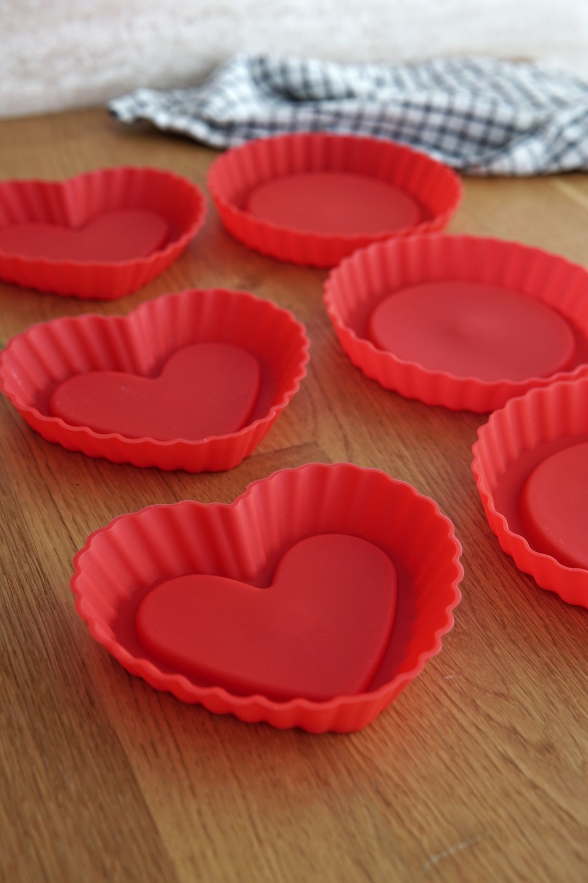6'lı Mini Silikon Tart Kalıbı, Platinum Silikon, Kırmızı