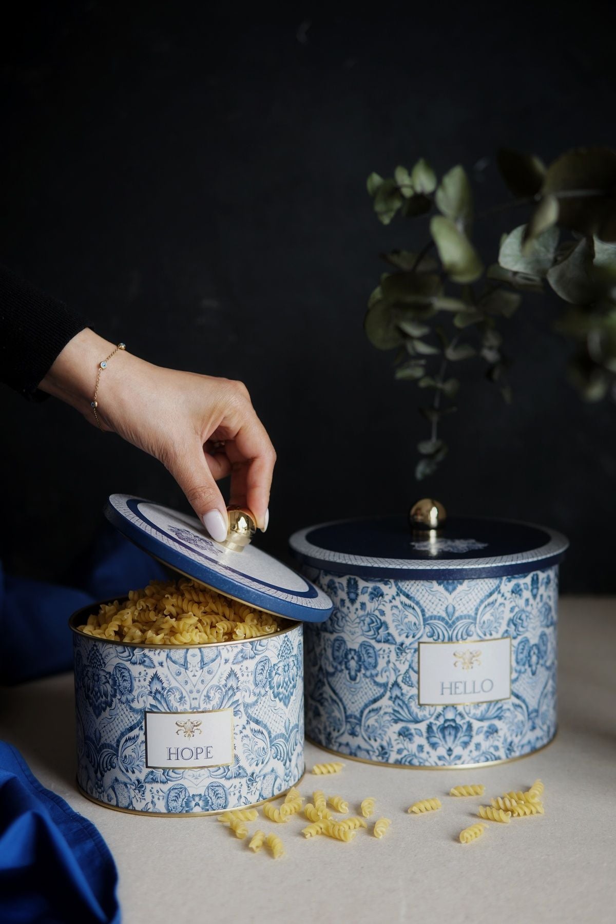 Azulejos Desenli Metal Saklama Kabı Seti - 2'li Set (1,3 Lt - 2,9 Lt) ERB53T6