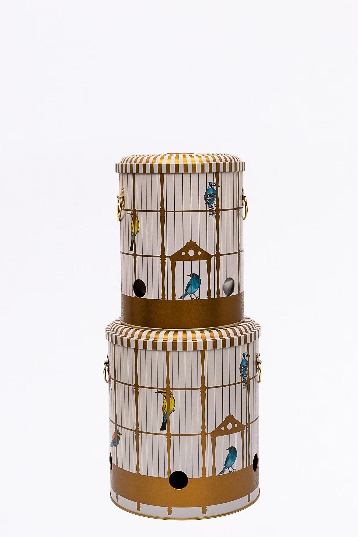 Metal Patates Soğan Kovası - Sebzelik - Patates Soğanlık Sepeti 2li Set, Bird Cage Erb23t7