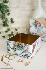 Er028-u5 Kint Sugi Desenli Kare Metal Saklama Kabı 20x20 Cm