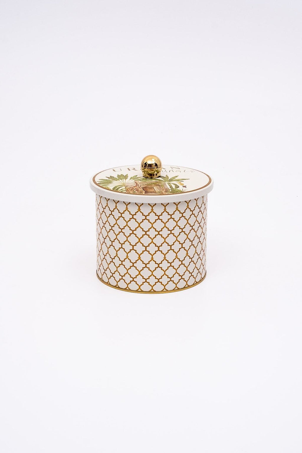 Forrest Desenli Yuvarlak Metal Saklama Kabı, Erzak Saklama Kabı - Organizer 14 Cm X 12,5 Cm Er142-3g