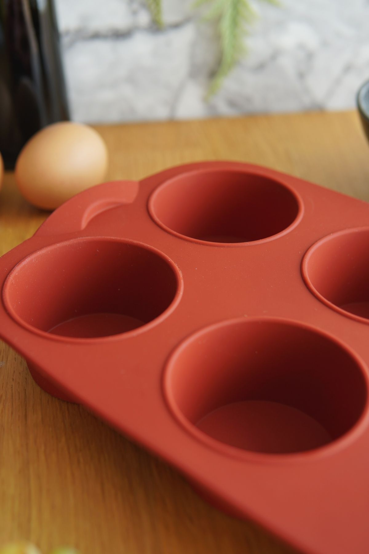 6'lı Silikon Muffin Kalıbı, Platinim Silikon, Kiremit Rengi