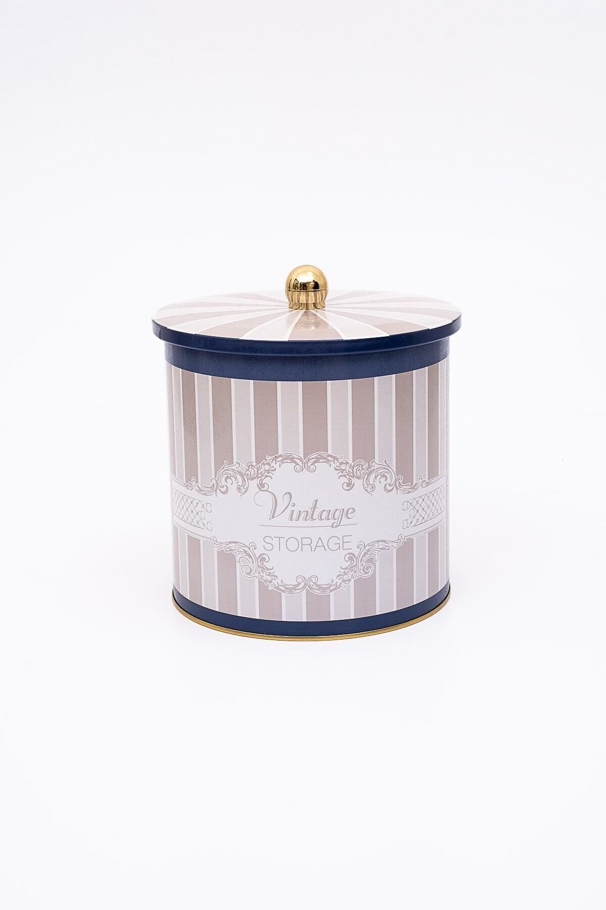 Elegance Desenli Erzak Saklama Kabı - Metal Saklama Kabı 17,5 Cm X 18 Cm Er147-5b