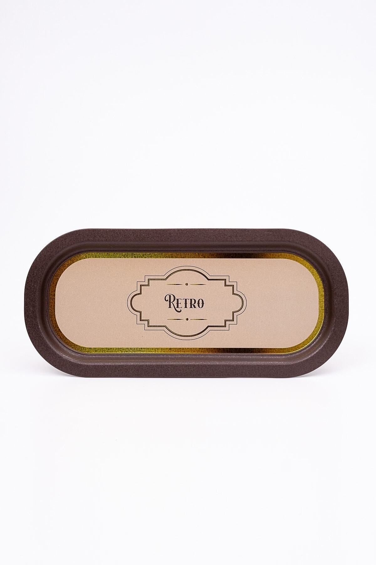 Ee168-u6 Retro Desenli Oval Tepsi 16x35 Cm