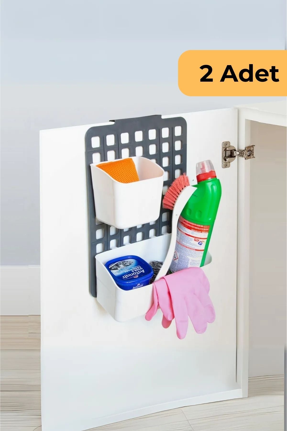 Seviye Ayarlı Dolap Kapağı Düzenleyici 1 Geniş 1 Dar, 2'li Set, Beyaz