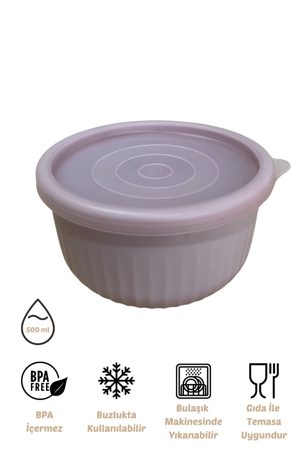 x VipAhmet Vakumlu Saklama Kabı, 0,50 lt, Açık Pembe