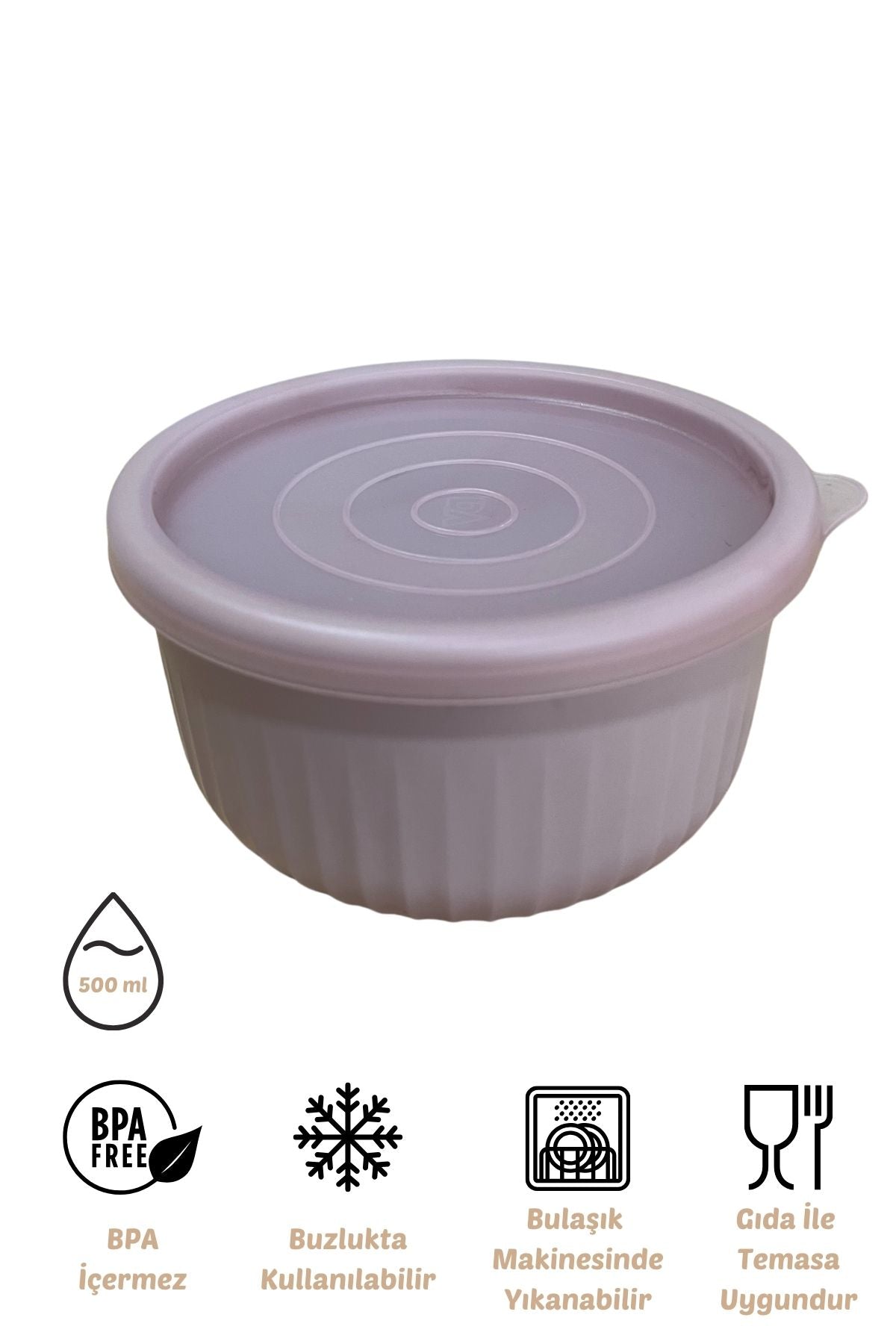 x VipAhmet Vakumlu Saklama Kabı, 0,50 lt, Açık Pembe