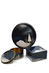 3 Lü Yılbaşı Set, 15.8 X 15.8 X 8 Cm, Ø14 X 7 Cm, Ø31.5 Cm Tepsi, Night Deer Erb576t