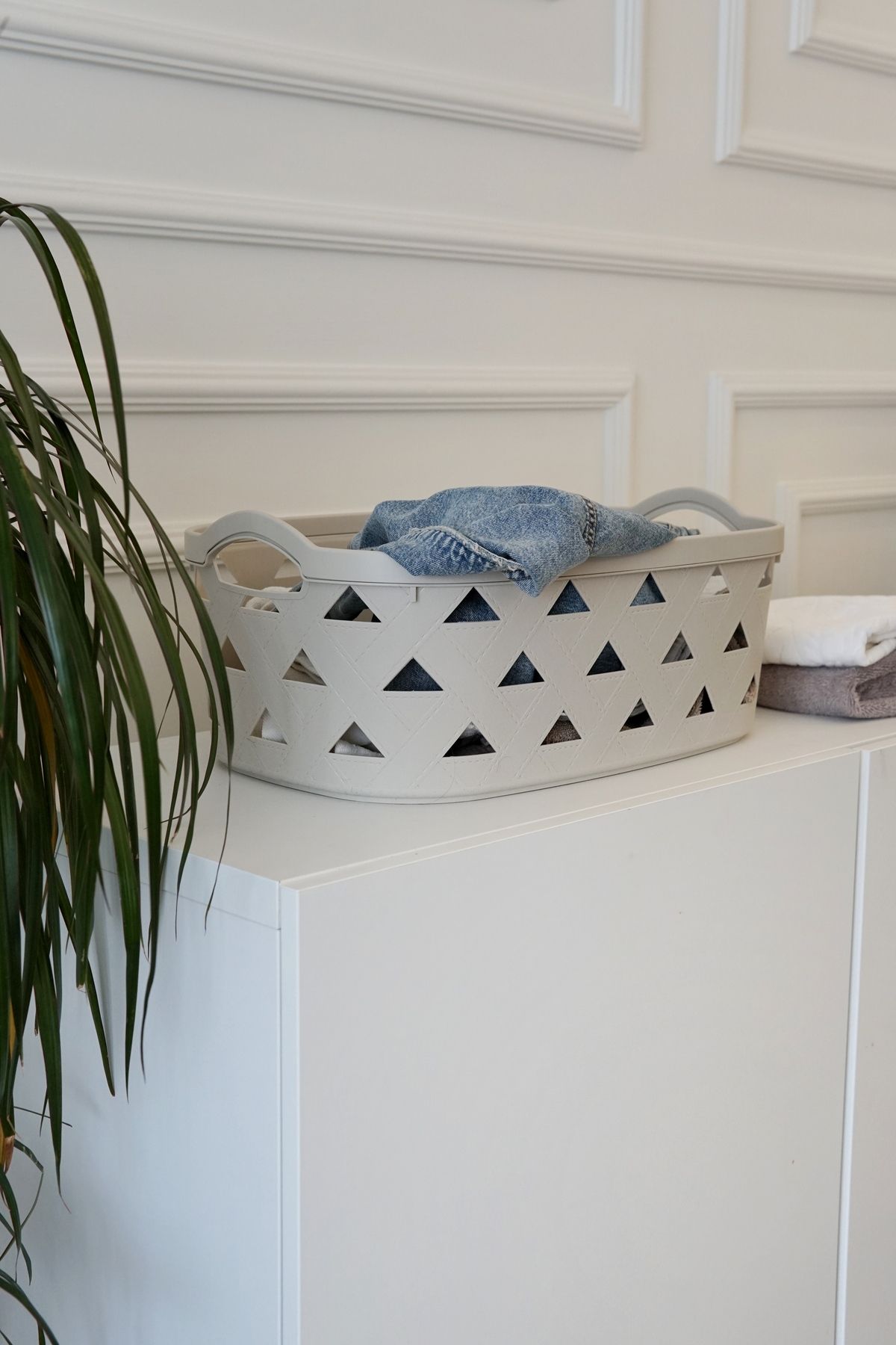 Deri Desenli Saklama ve Düzenleme Sepet Takımı (7’li), Krem