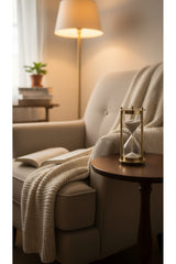 Ahşap Hediye Kutulu Kum Saati Seti 8.5 cm Altın Renk Ross London Temalı Vintage Masaüstü Aksesuar