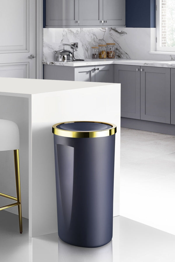 Primanova M-E76-13A Lenox 35Lt Çöp Kovası-Lacivert/Altın
