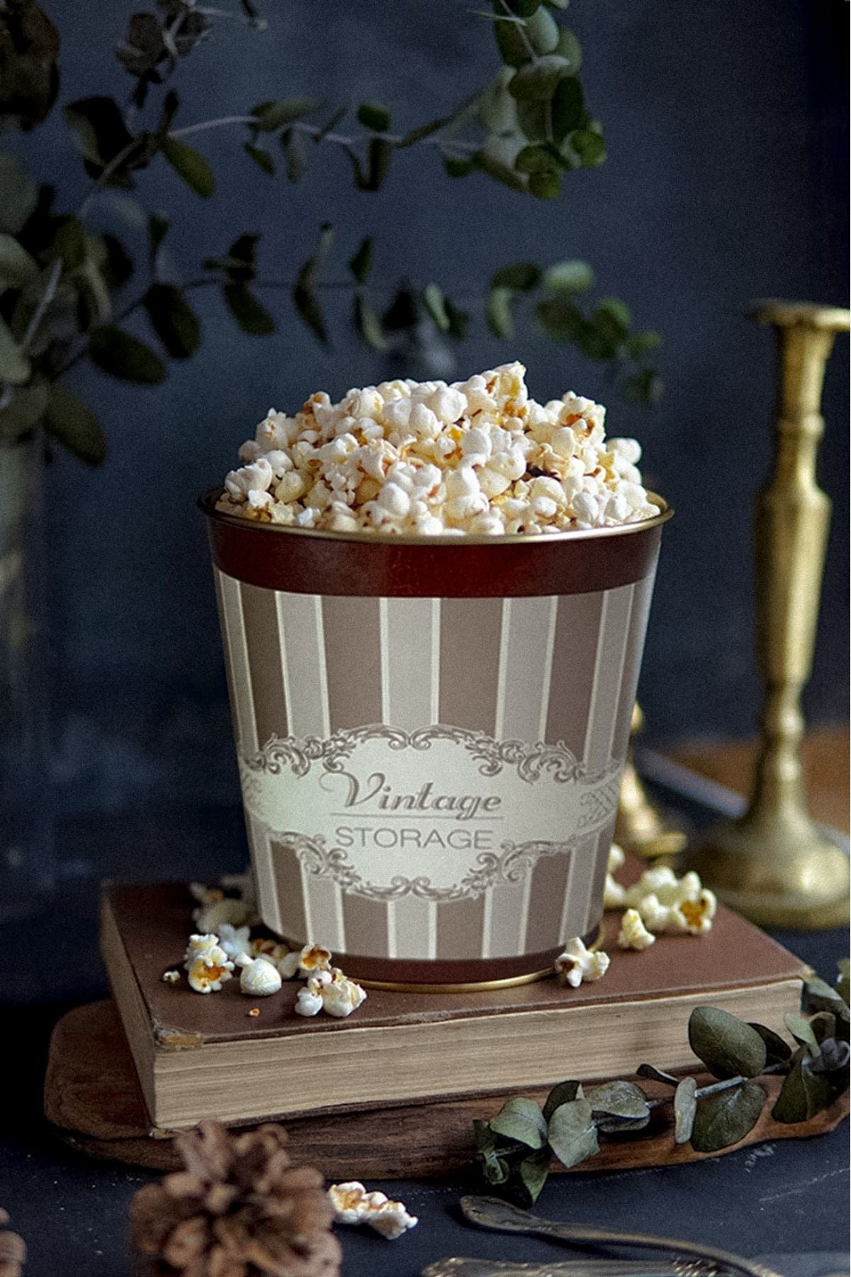 Metal Popcorn Kutusu - Patlamış Mısır Kovası 13.5 Cm, Elegance Er149-8b