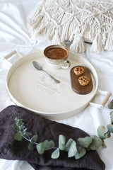 Ahşap Kulplu Yuvarlak Tepsi 29 cm