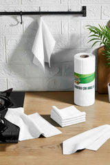 2'li Mikrofiber Temizlik Rulosu – 25 Adet x 2, 25x25 cm, Kopart Kullan, Mavi - Beyaz