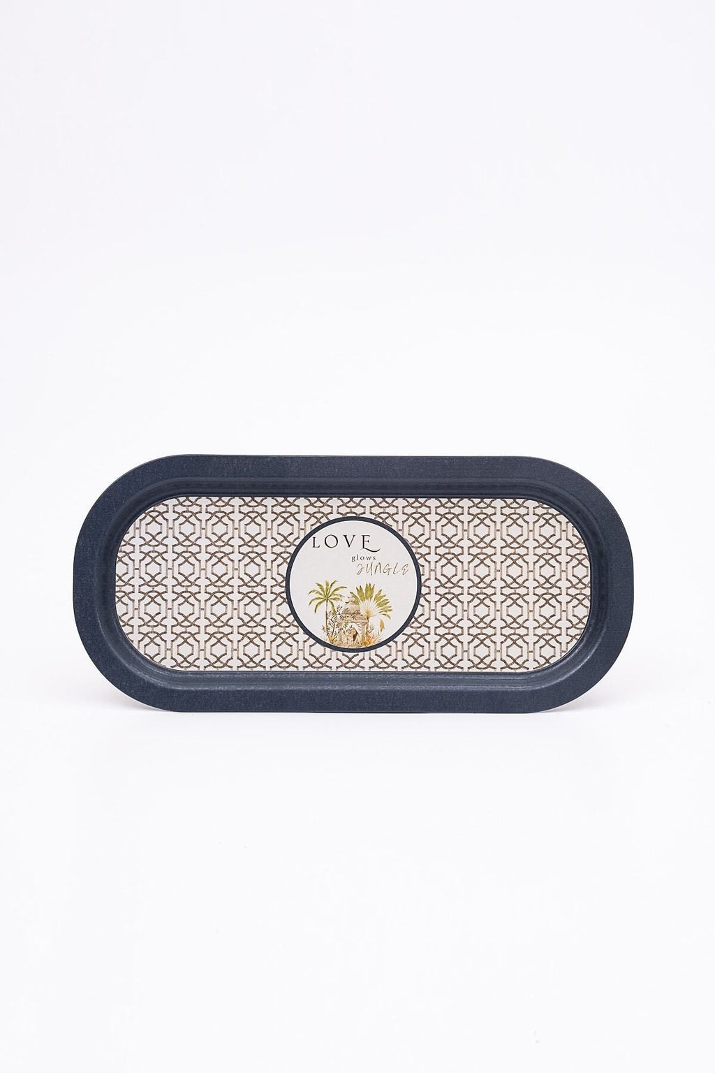 Ee168-6ı Forrest Grey Love Desenli Oval Tepsi 16x35 Cm