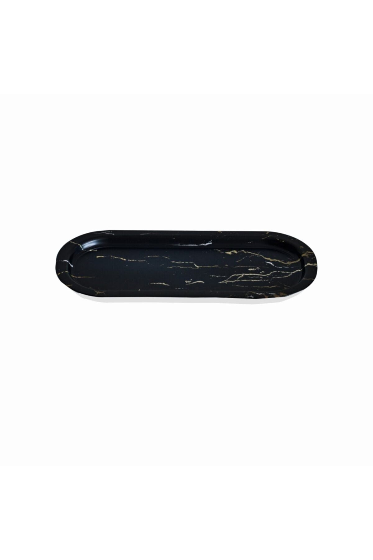 Ef168-50 Marble Black Desenli Oval Tepsi 16x35 Cm