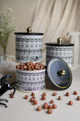 City Desenli Metal Saklama Kabı Seti - 3'lü Set (1,3 Lt - 1,7 Lt - 2,1 Lt) ERB30T9