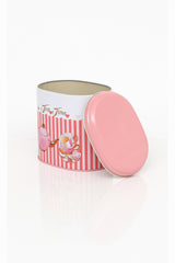 Ef004-e6 Sprinkles Tea Time Desenli Oval Metal Saklama Kabı 11x15 Cm