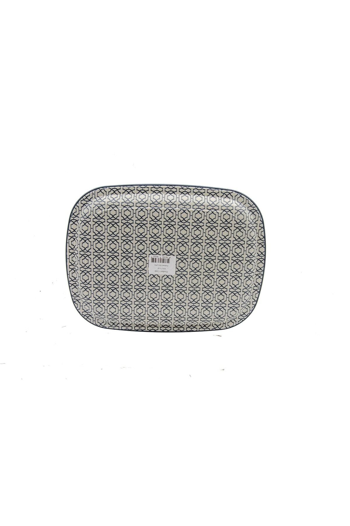 Ee171-6ı Forrest Grey Love Desenli Oval Tepsi 24x31 Cm