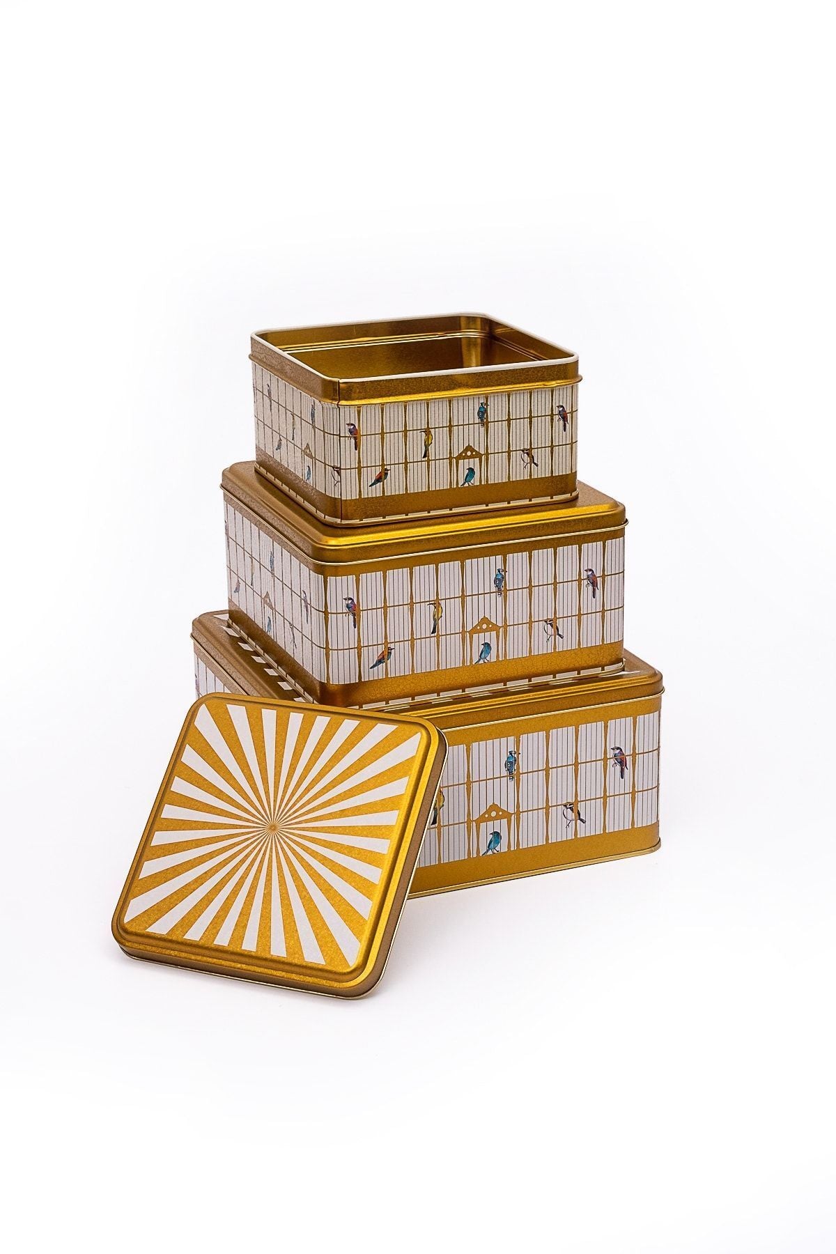 Bird Cage Desenli Metal Saklama Kabı, Organizer Kutu, Makyaj Organizeri Erb13t7