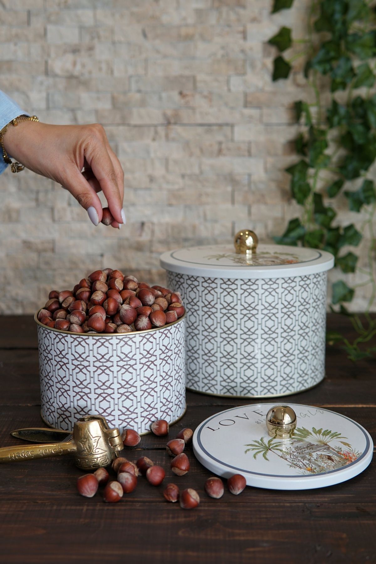 Forrest Desenli Metal Saklama Kabı Seti - 2'li Set (1,3 Lt - 2,9 Lt) ERB53U3