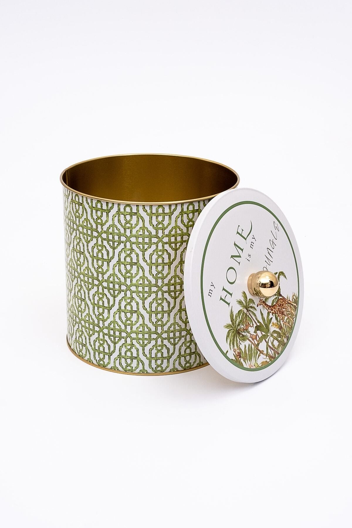 Forrest Desenli Erzak Saklama Kabı - Metal Saklama Kabı 17,5 Cm X 18 Cm Er147-4g