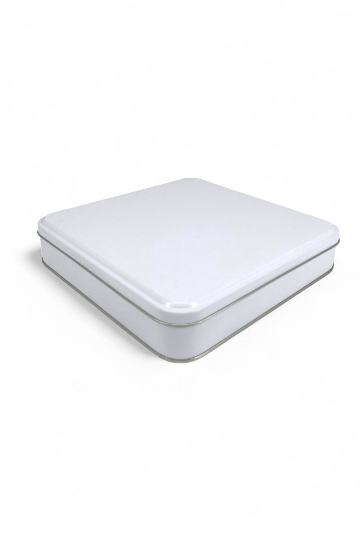 Kontensan 215x215x47 mm Metal Kapaklı Baskısız Metal Kutu, Mat Beyaz, 36 Adet