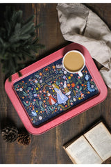 Evle Ee169-1g Botanica Pink Desenli Dikdörtgen Tepsi 32x43 Cm