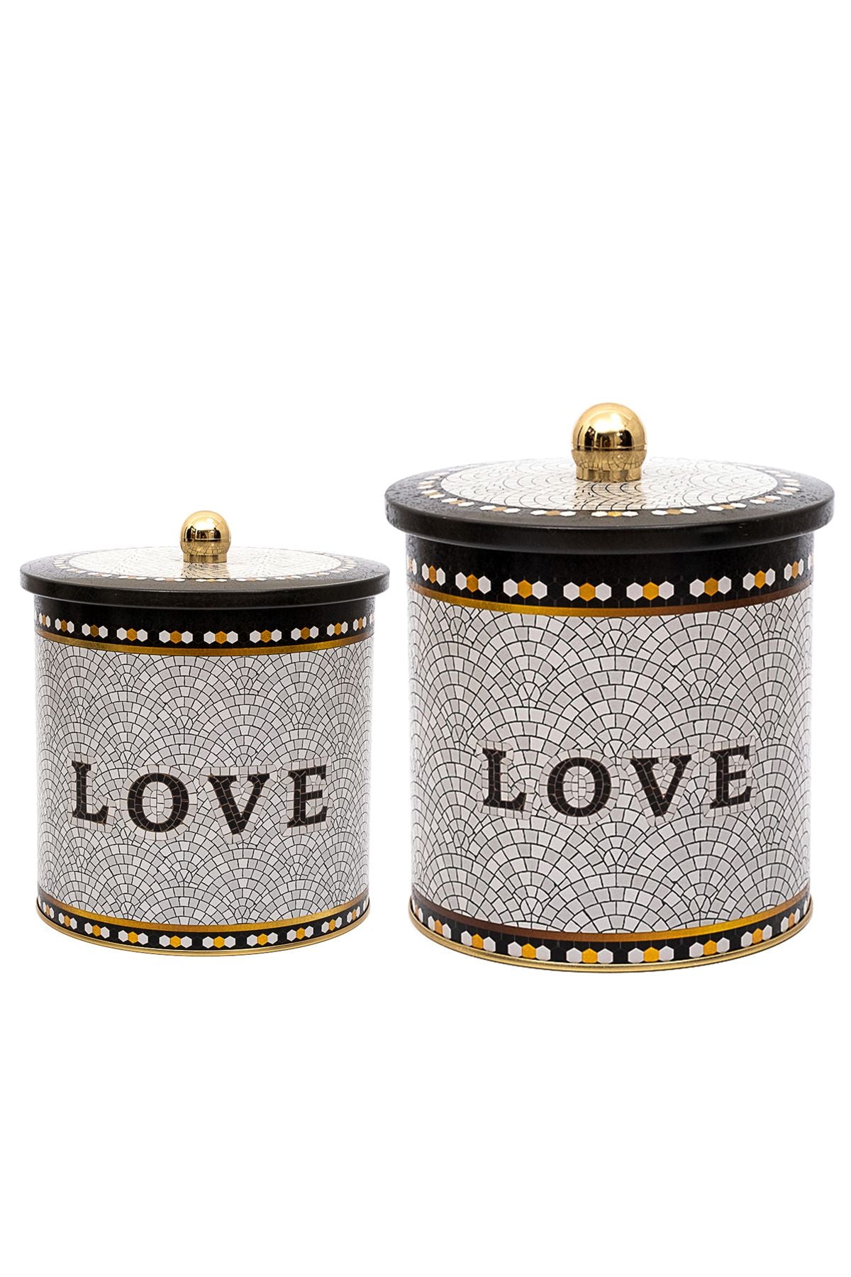 Mosaic Desenli Metal Saklama Kabı 2'li Set 2.1 Litre + 4.1 Litre Erb48u1